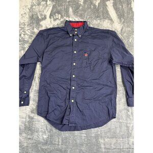 Bugle Boy Men’s Navy Blue Button-Up Long-Sleeve Shirt Cotton Embroidered Logo L